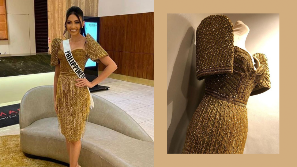 Look Bea Gomez s Gold Terno Dress By Ram Silva Preview.ph