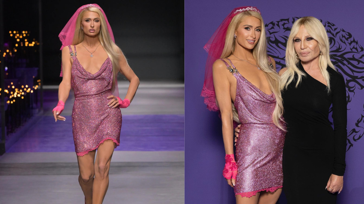 Paris Hilton closes the Versace Spring-Summer show