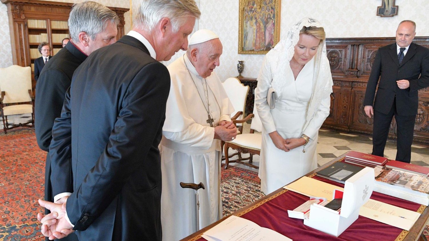King Philippe and Queen Mathilde of Belgium Meeting Pope Francis