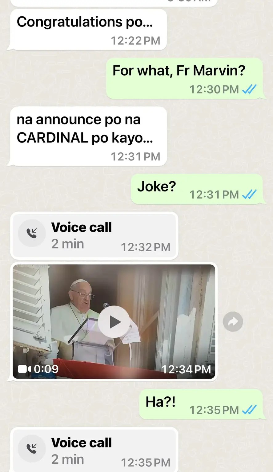 Cardinal Ambo David finds out on WhatsApp