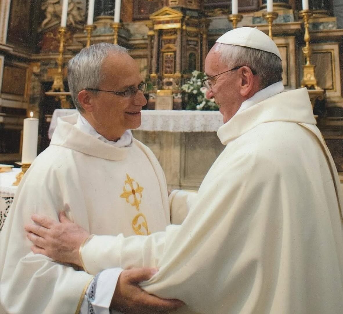 Robert Francis Prevost (now Pope Leo XIV) with Pope Francis