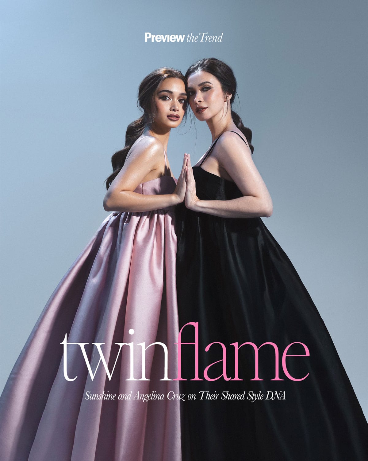 Sunshine and Angelina Cruz are twinning in Vania Romoff dresses.
