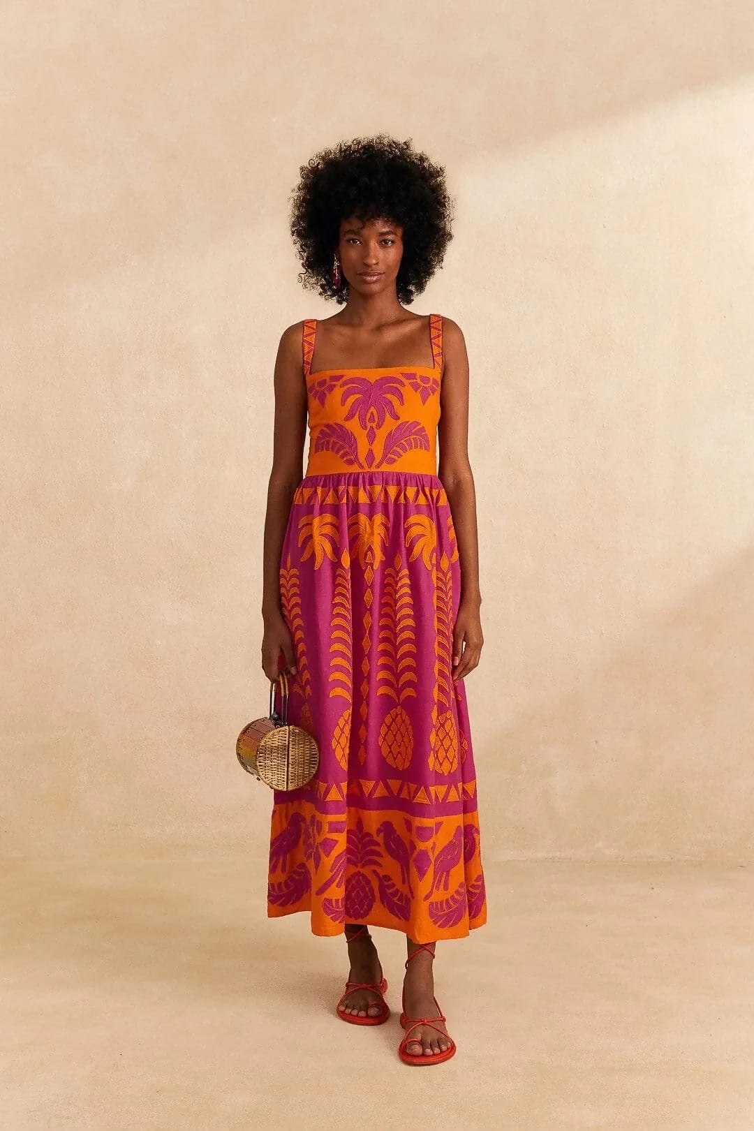 Farm Rio Pineapple Love Cutwork Maxi Dress