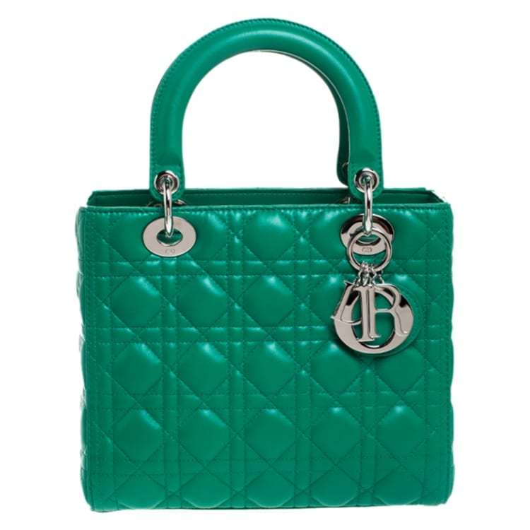 Green Cannage Quilted Leather Medium Lady Dior Tote, $2545 (approximately P145,330.95), DIOR, theluxurycloset.com*