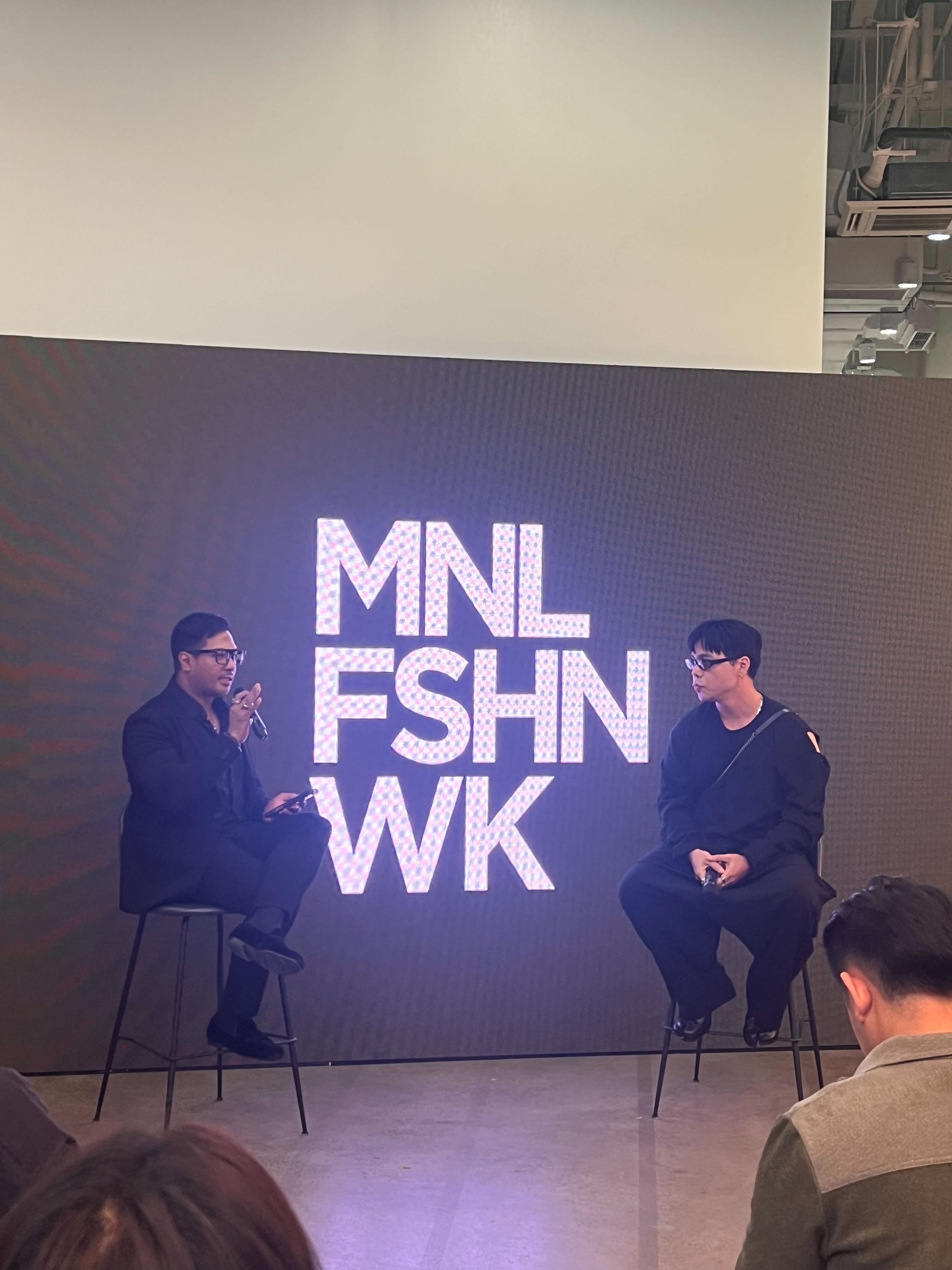 Manila Fashion Week founder John Lozano and PR & Marketing Officer Vani Altomonte talk to members of the press.