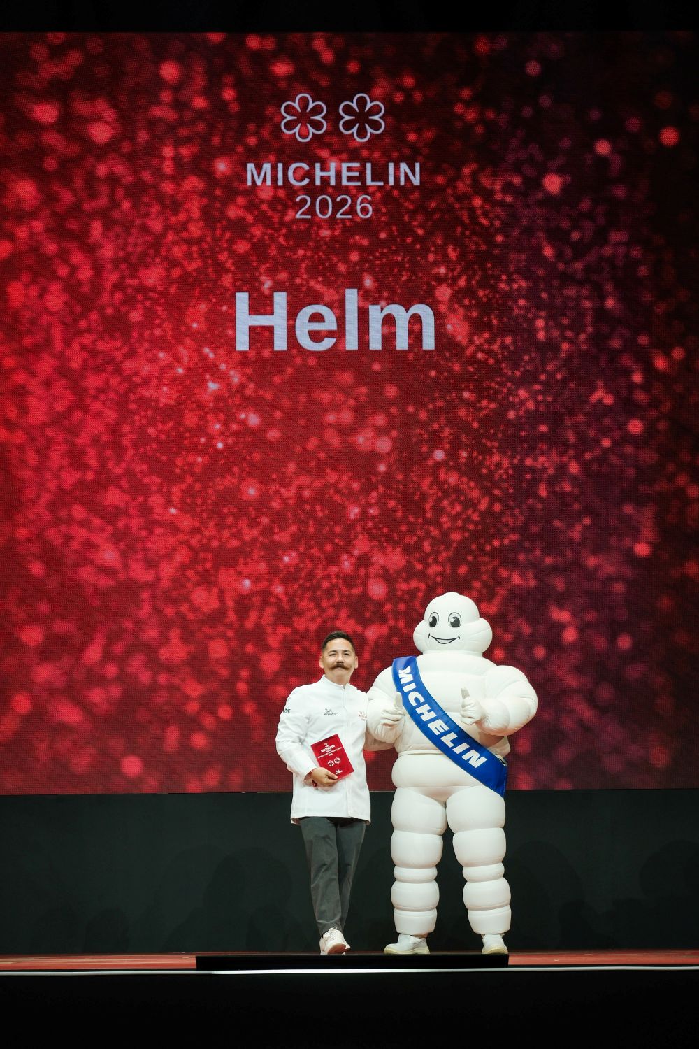 Chef Josh Boutwood receiving two Michelin stars for Helm