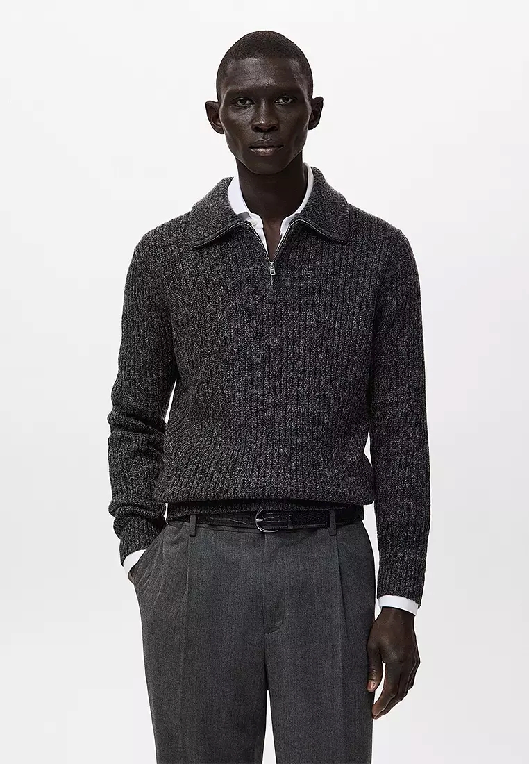 Wool-Blend Sweater With Zip Mango