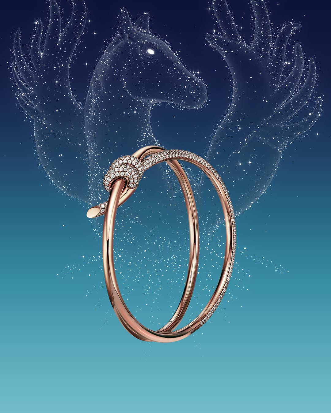 Knot by Tiffany Wire Bangle in Rose Gold with Diamonds