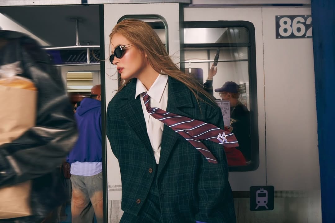 Green plaid blazer, CHARLOTTE FOLK