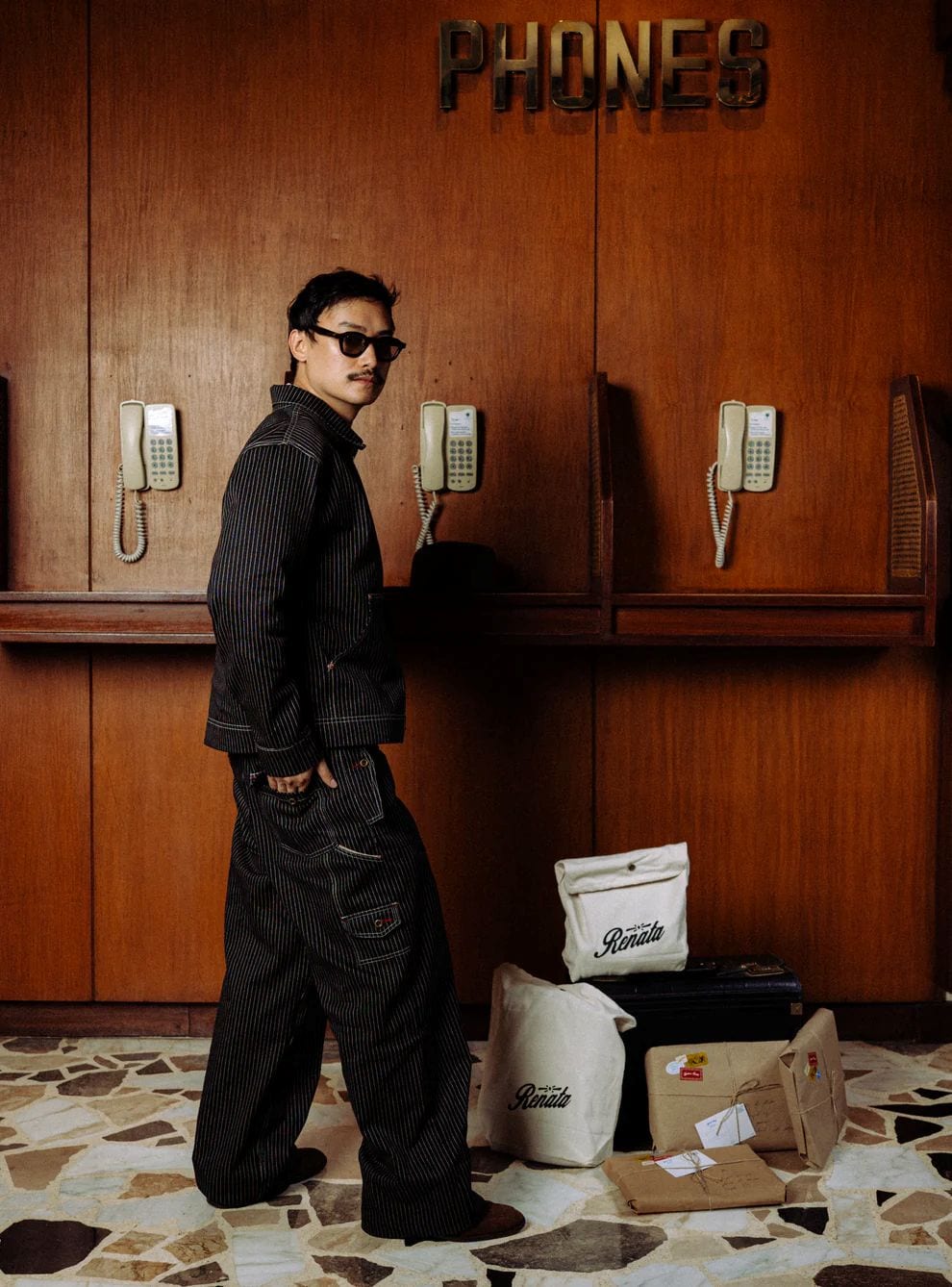 Syndrome x Renata Pinstripe Selvedge Denim Work Pants