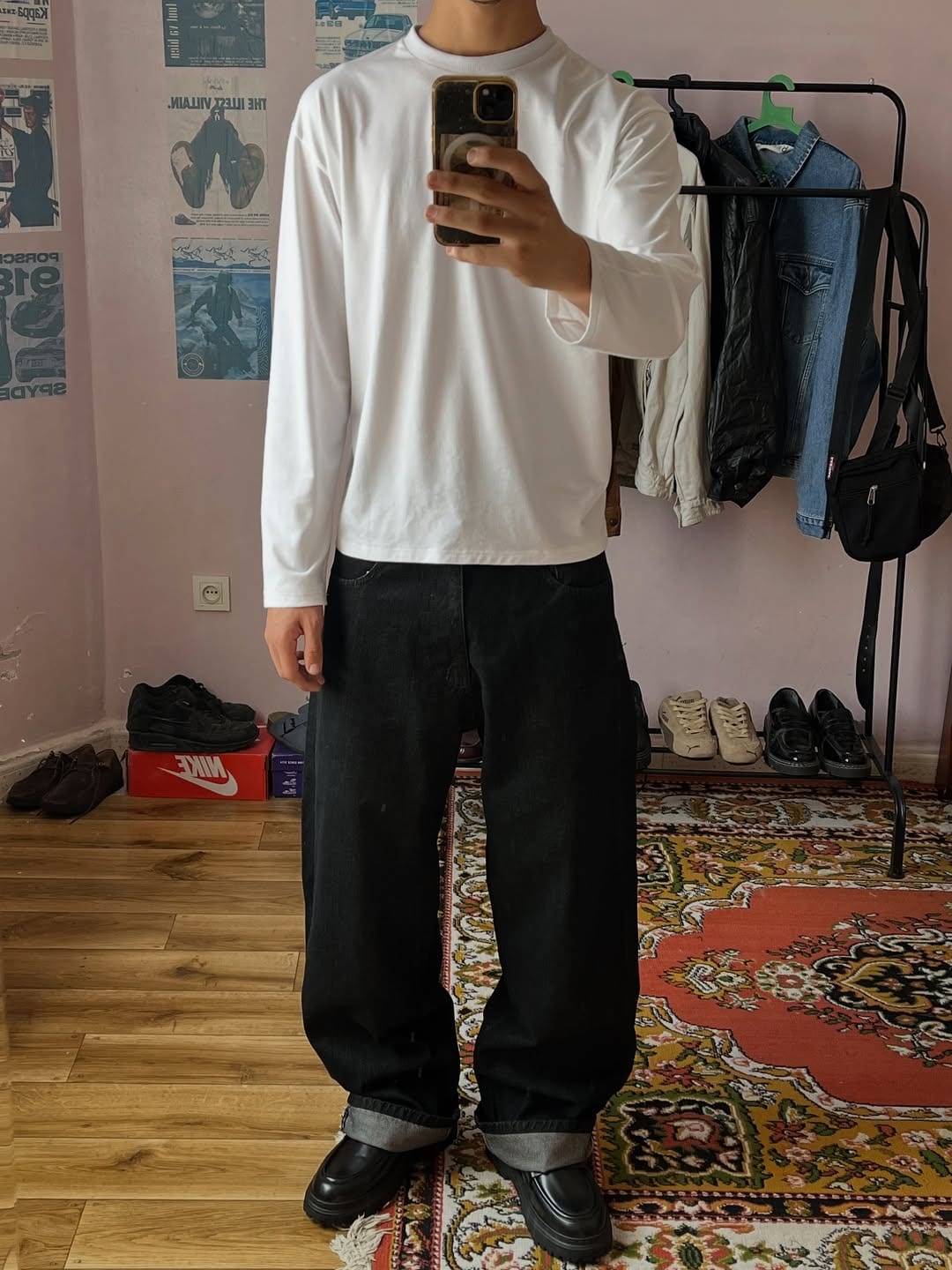 baggy selvedge denim jeans when worn