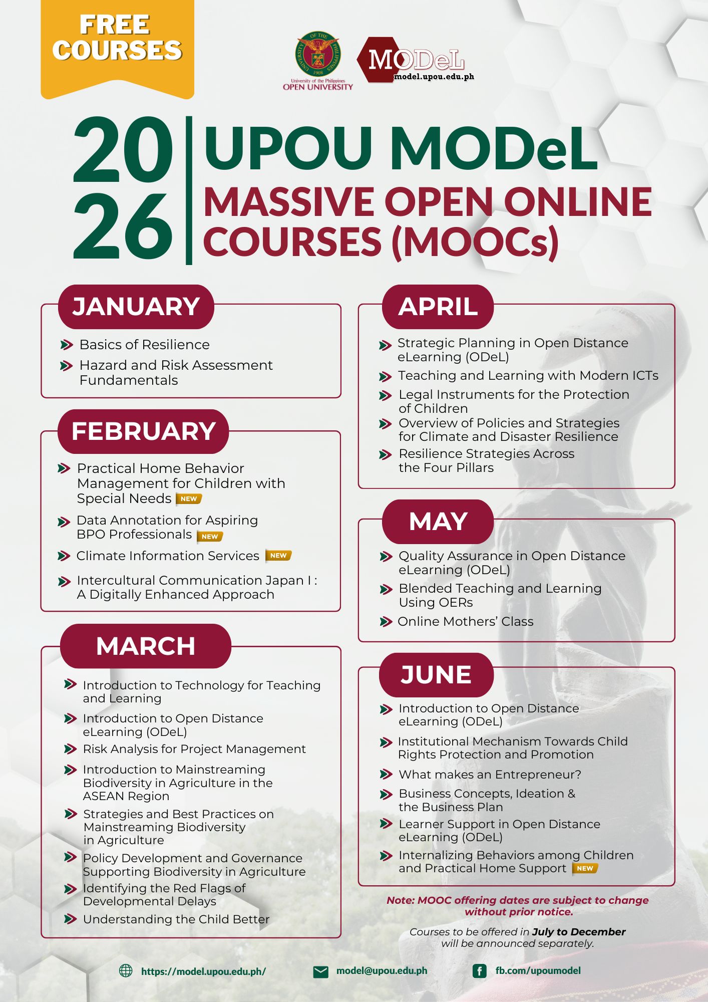 University of the Philippines free online courses january to june 2026