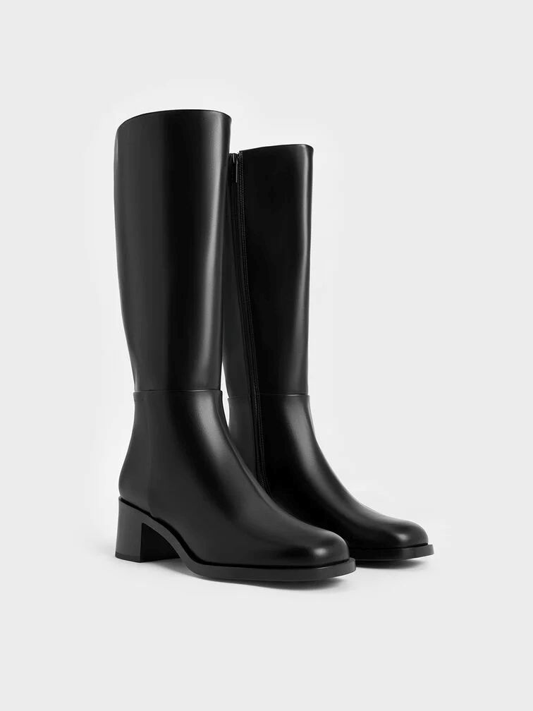 Charles & Keith Louise Block-Heel Knee-High Boots