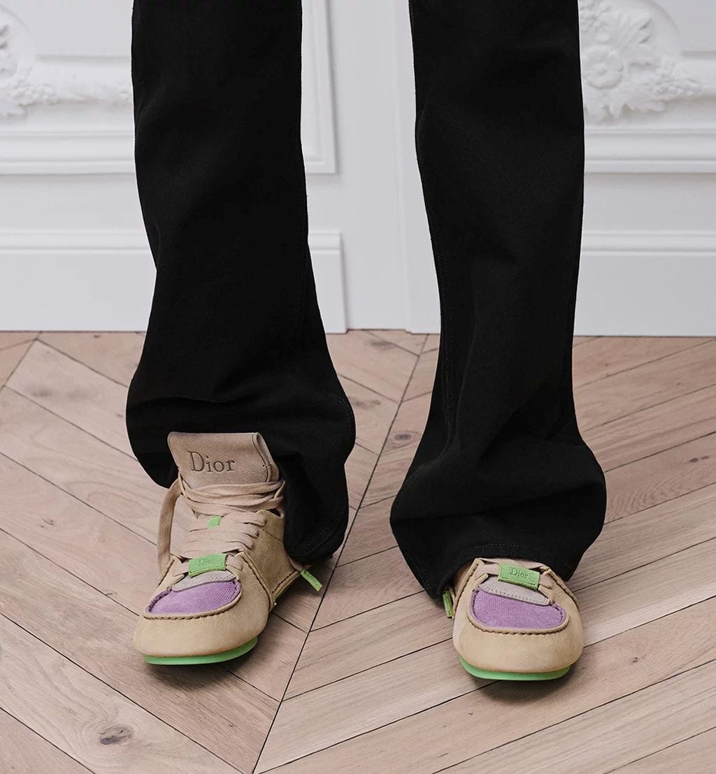 Beige Nubuck with Beige, Green and Purple Suede Calfskin