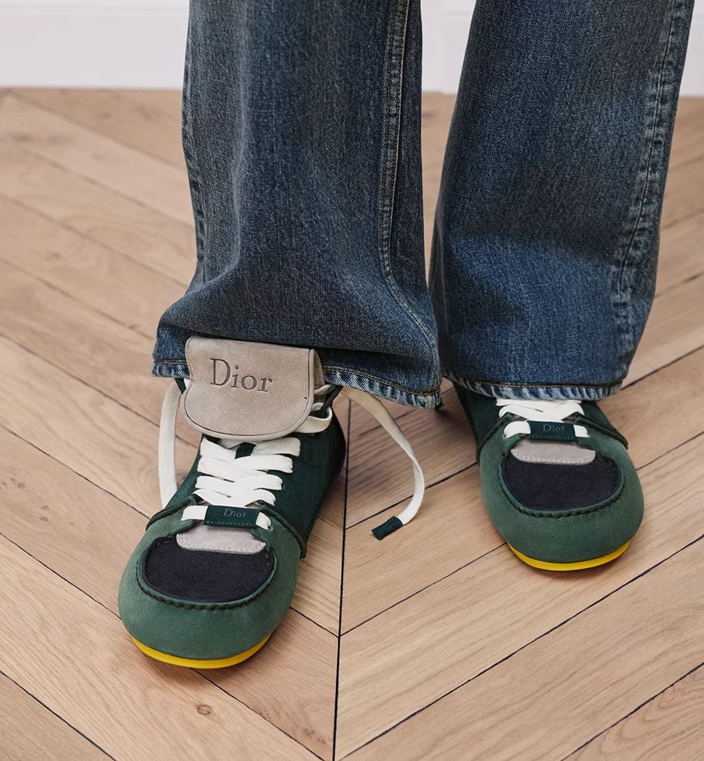 Green Nubuck with Green and Navy Blue Suede Calfskin