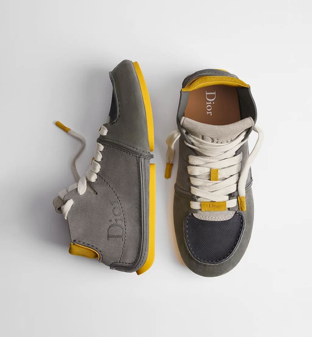 Gray Nubuck with Gray, Navy Blue and Yellow Suede Calfskin