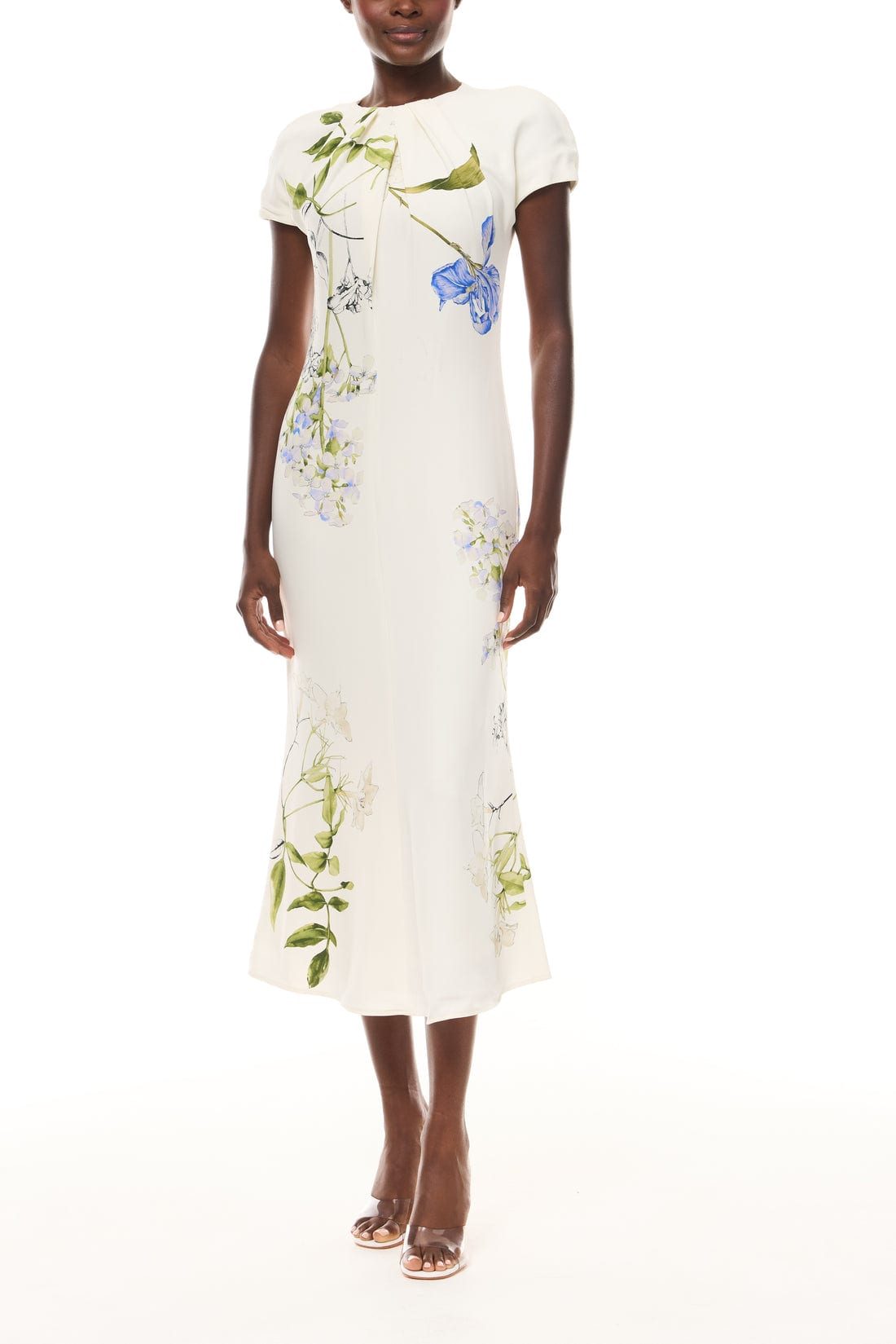 Floral Crepe Cap Sleeve Dress