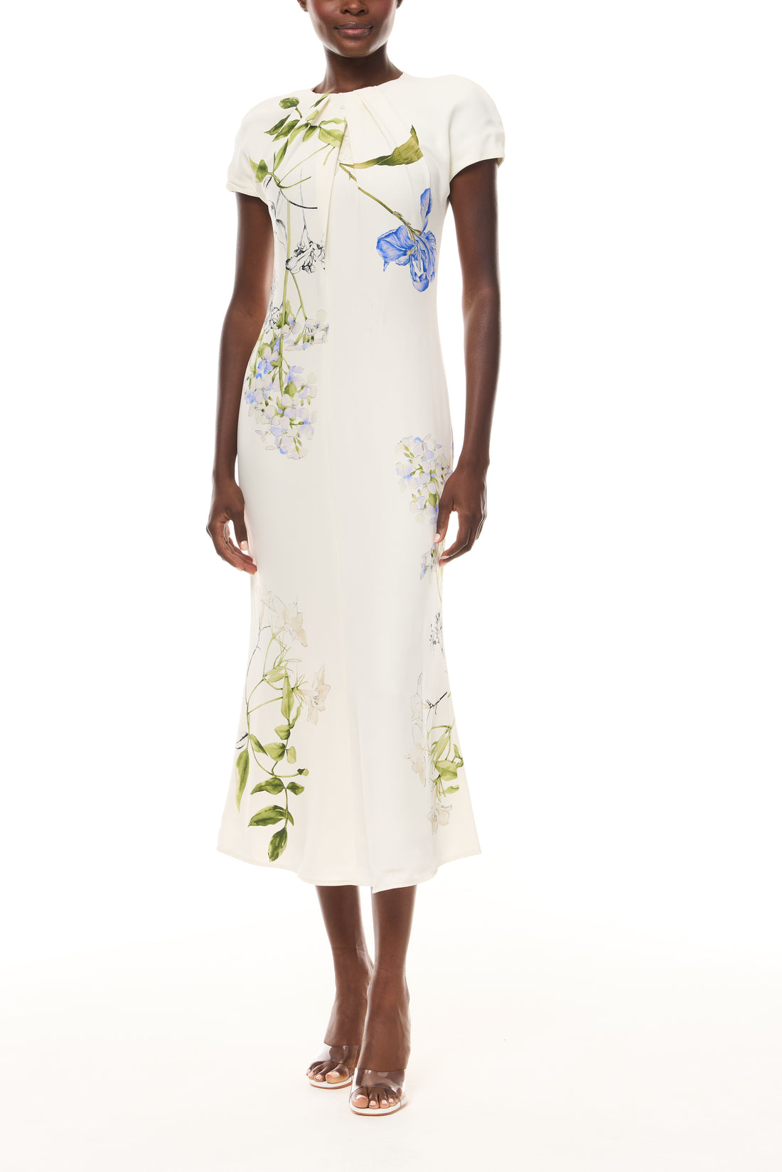 Floral Crepe Cap Sleeve Dress