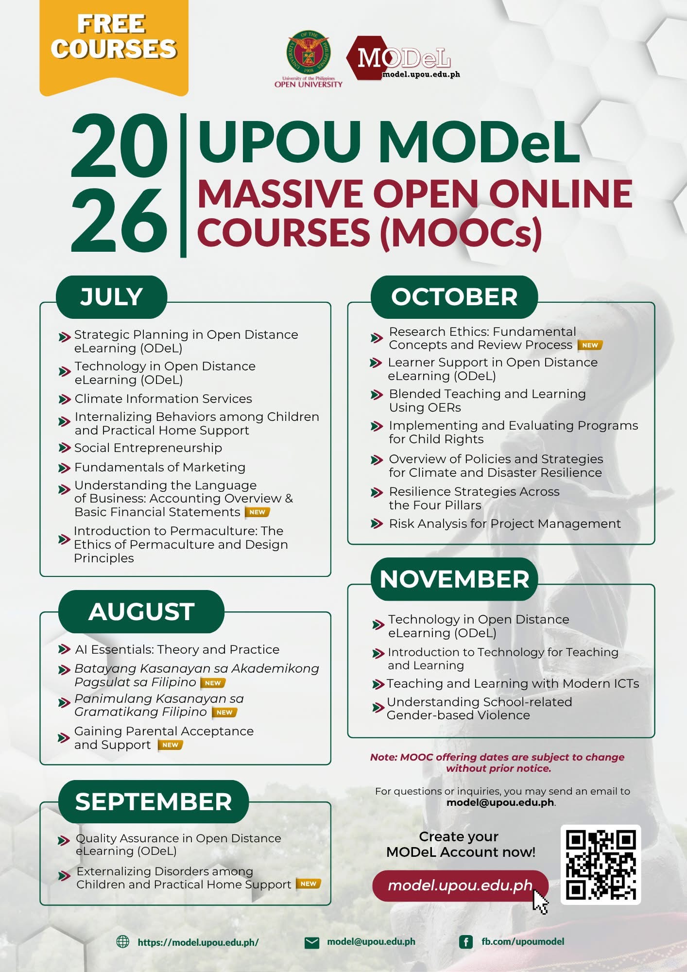 University of the Philippines Open University July to December 2026