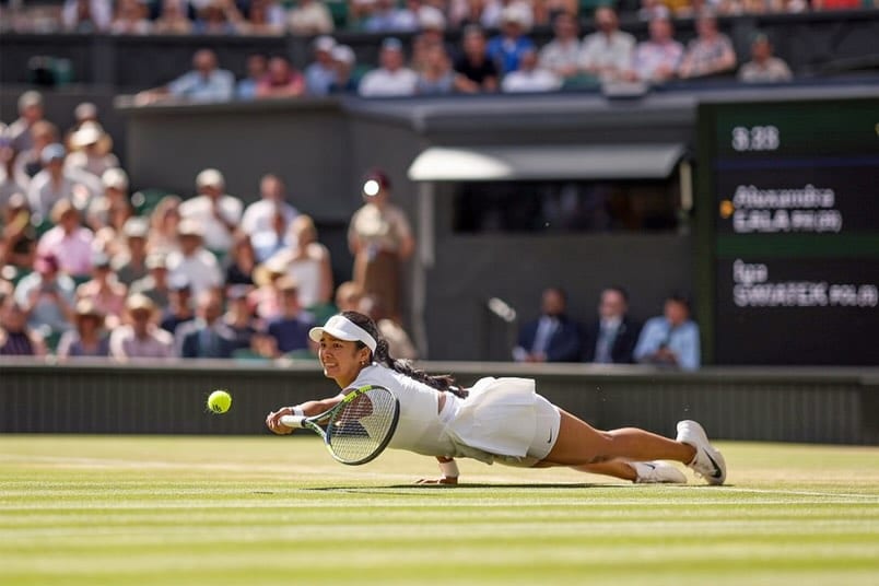 Alex Eala hits tennis ball