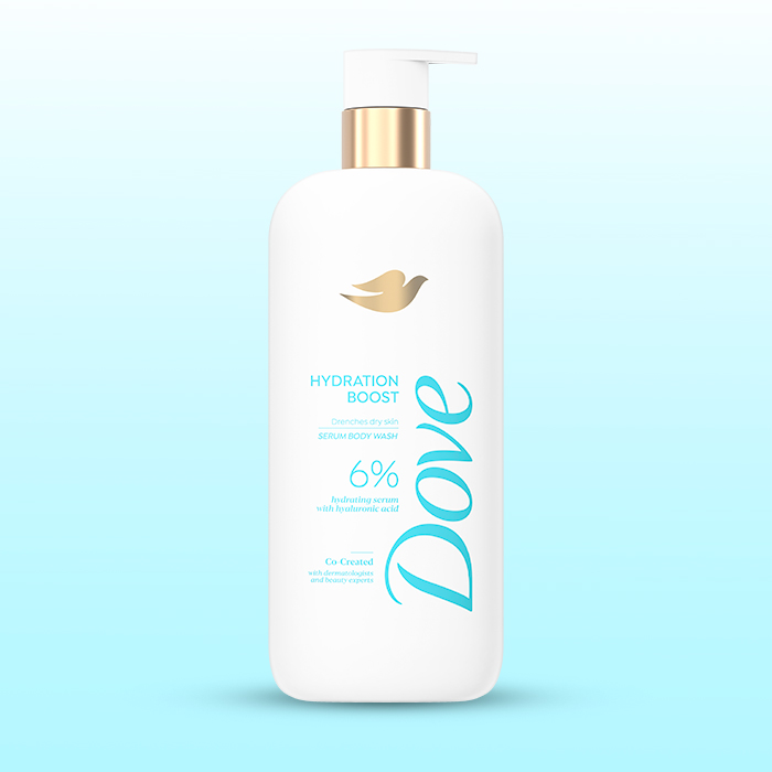 A photo of Dove Hydration Boost Serum Body Wash.