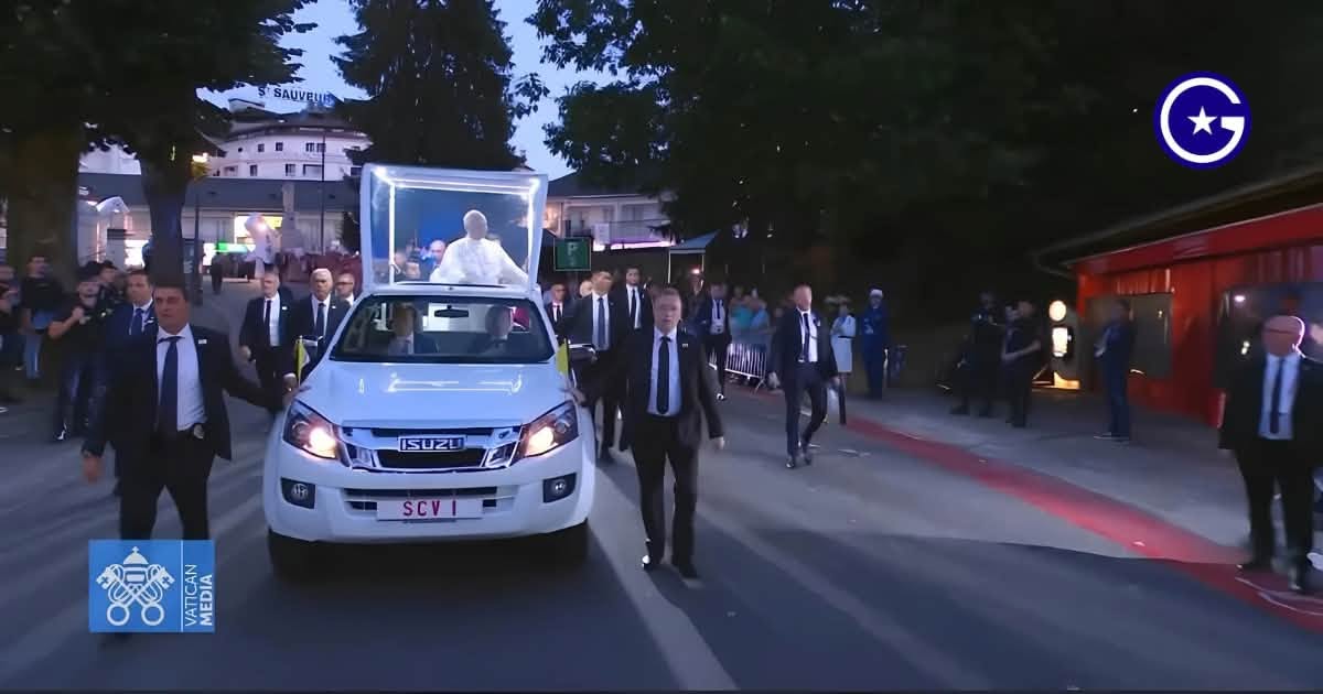 Pope Leo XIV in the Philippine-made Popemobile