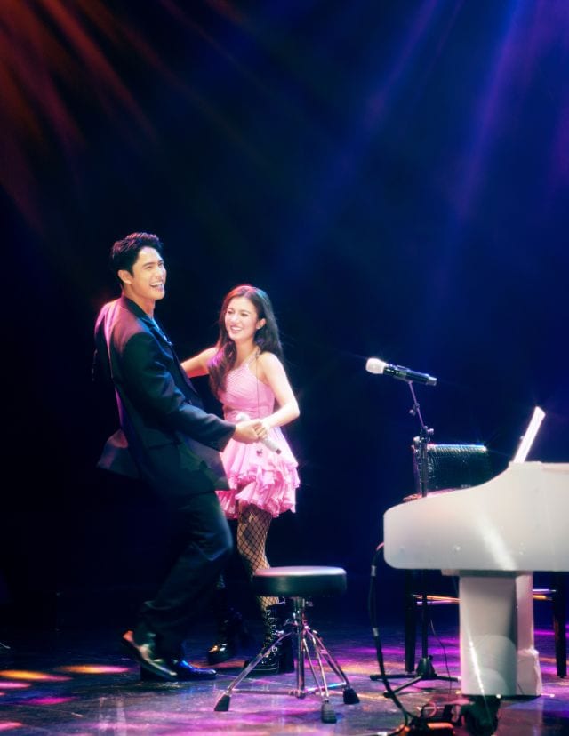 Belle Mariano in a pink asymmetrical dress