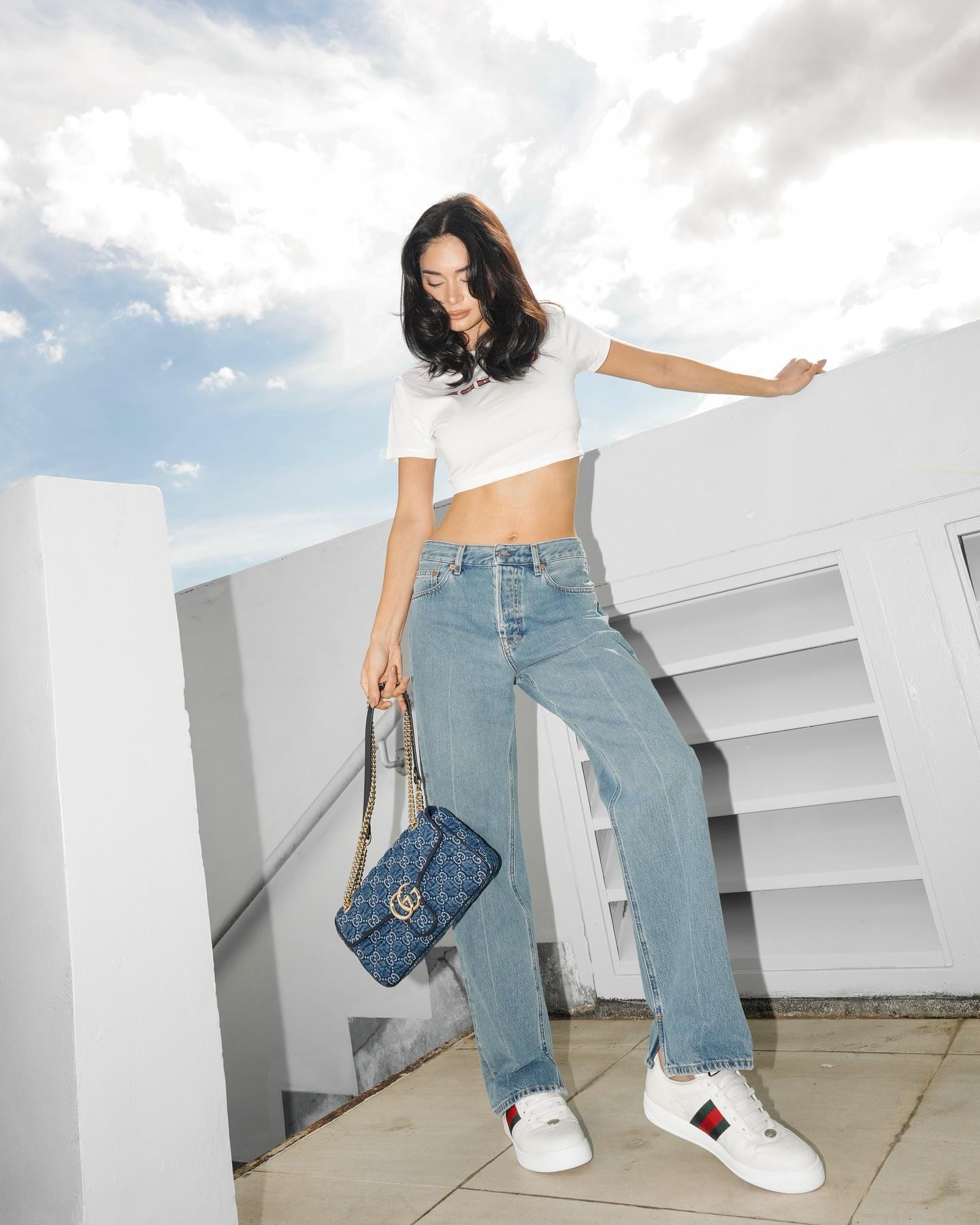 pia wurtzbach blue denim jeans outfits