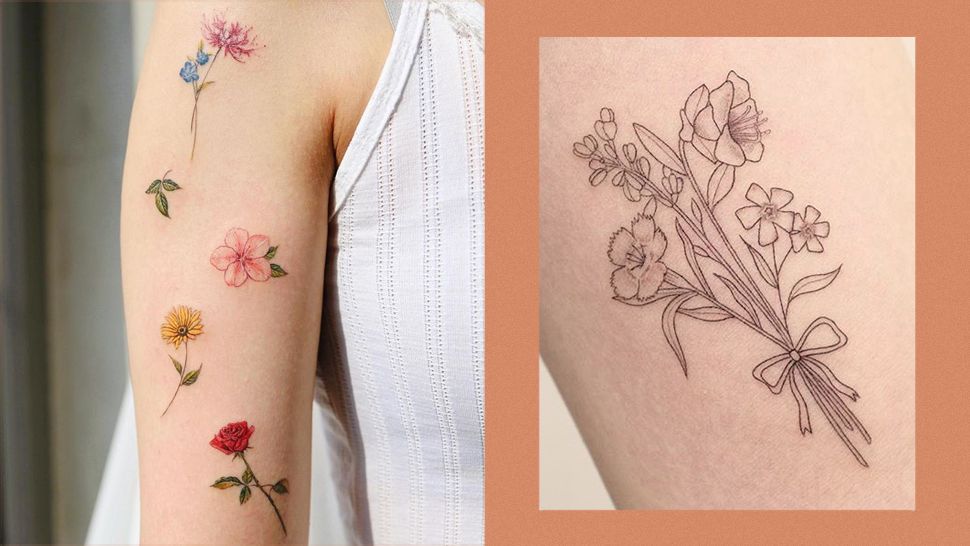Floral Forearm Sleeve Tattoo, Here's another great minimalistic tattoo.